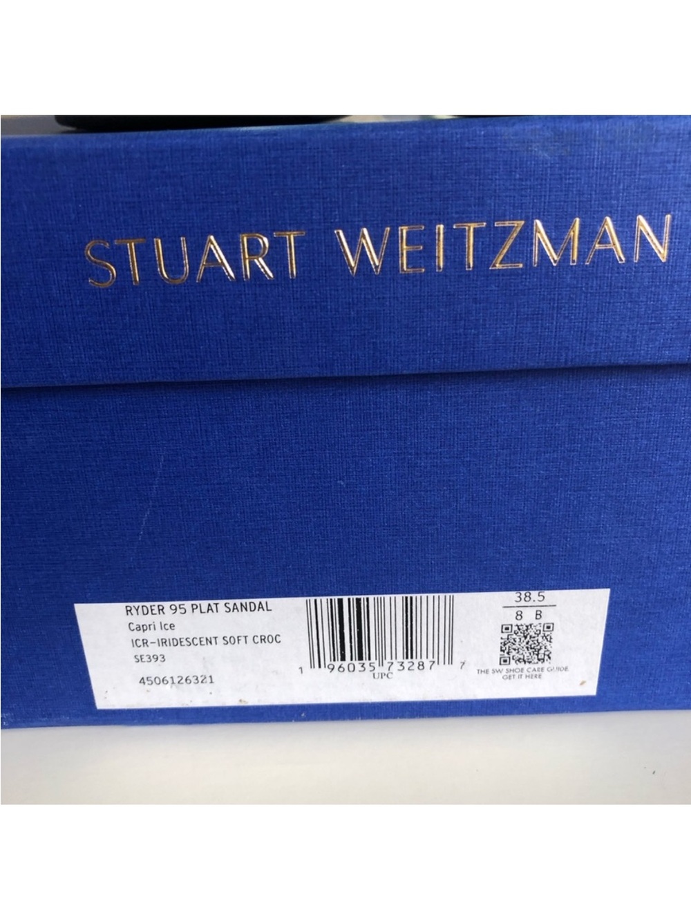 Stuart Weitzman Aqua Croc-Embossed Platform Sandals - Picture 15 of 16